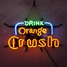 Drink Orange Crush Neon Light Sign Beer Bar Pub Wall Hanging Nihgtlight 24
