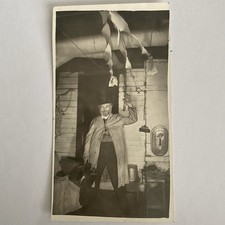 Vintage Snapshot Terrifying Magician At The NYE Party Oddity Man Black & White picture
