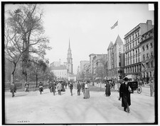 Photo:Boston Mass Tremont Street Mall 1900s Park Church Scene picture
