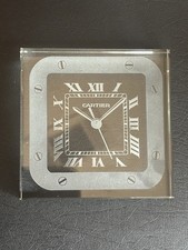 Cartier Marked Square Crystal Desk Paper Weight Roman Numerals w/ Red Box AS-IS picture