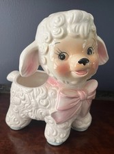 Vintage Neidco Anthropomorphic Lamb Planter Nursery Pink Bow Japan Kitsch Decor picture