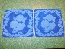 VTG CANNON MONTICELLO 2 WASHCLOTHS WASH CLOTH LOT 2 BLUE FLORAL MCM picture