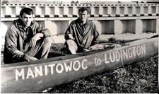 LD355 1964 AP Wire Photo JOHN BAKER & RICHARD KIISKI CANOE ACROSS LAKE MICHIGAN picture