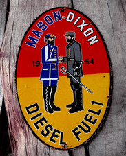 VINTAGE MASSON DIXON DIESEL FUEL 1 PORCELAIN ENAMEL GAS OIL METAL AD SIGN picture