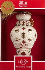2016 Lenox Annual Porcelain Christmas Ornament White Gold Brand New in Red Box picture