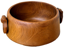 Scandinavian Teak Wood Serving Salad Bowl Vessel Vtg Danish Dansk Nissen Mcm picture
