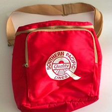 Vtg Southern Pacific RR Train Collectible Shoulder Bag Zip Adjustable Strap Red picture
