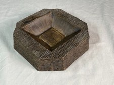 Vintage Rustic HODA Faux Wood Trinket Tray / Ashtray - 1979 picture