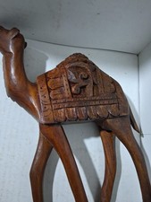 Vtg 13x10 Rosewood Camel Sculpture Hand-Carved Deep Relief 1970s MC Folk Art picture