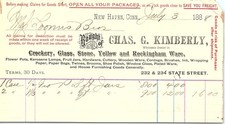 Vintage 1888 Billhead: Chas. G. Kimberly, New Haven, CT picture