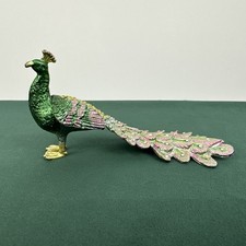 Jeweled Enameled Peacock Trinket Box Magnetic, Collectable, Birds, Jewelry Box picture
