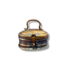 Antique VTG Turkish Hand Hammered Metal Soap Box W/drain Holes Clasp Fitted Lid picture