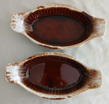 2 McCoy Brown Drip Glaze Casserole Au Gratin Baking Dishes # 7031 Vintage picture