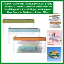 Elegant 3-Pack Clear Pencil Pouches - Durable TPU, Medium Size, Water-Resistant picture