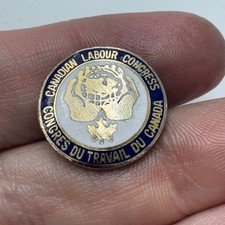 Vintage Canadian Labour Congress Enamel Union Screw Back Lapel Pin CCL Breadner picture
