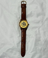 Vintage Disney Time Works Mickey Mouse Watch Gold/Ylw Dial Clear Caseback AS-IS picture