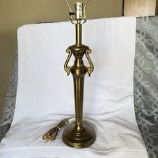 Traditional Brass Fluted Metal Table Lamp Base Ornate Scroll Double Handles picture