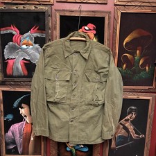 Vintage WW2 US Army 2nd Pattern HBT 13 Stars Button Combat Field Shirt Gas Flap picture