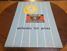 Vintage Reliable Perscriptions Advertising Pharmacy Easelback Litho Sign NOS picture
