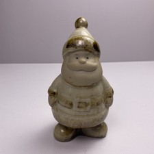 Santa Figurine Pottery Glazed Brown Speckled Earthenware Style Santa Clause 4.5” picture