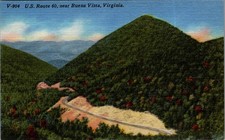 1940s Linen Postcard U.S. Route 60 near Buena Vista Virginia Scenic View picture