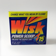 Vintage Wisk Power Scoop Detergent Retro Packaging Lever Bros 38oz 15 Load picture