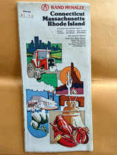 Rand McNally Connecticut Madsachusettrs Rhode Island road map Vintage picture