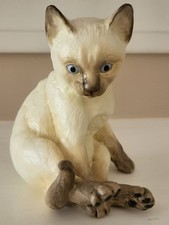 Vtg Signed 1978 ROYAL WORCESTER Siamese Kitten Cat Seated Figurine Made England picture