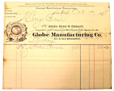 1878 Billhead Globe Manufacturing Co.New York to Geo. Pease $36.42 picture