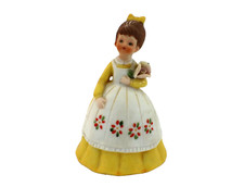 Girl DINNER / HAND BELL Hand Painted Bisque Porcelain Vintage 1970s picture