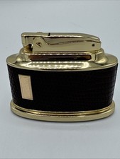 Ronson Senator Toronto Canada Gold Tone Brown Leather Wrap Table Desk Lighter picture