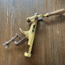 Vtg Antique 1903 The Don Brass Bar Mounted Corkscrew Wooden Handle Mechanical picture
