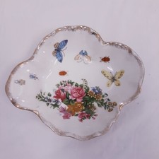Vtg Royal Crown Hand Painted 44/110 Springtime nut/candy Dish Floral Butterfly  picture