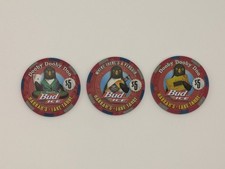 Harrah's (Lake Tahoe) Set of (3) $5 Casino Chips, Bud Ice Penguins, near mint picture