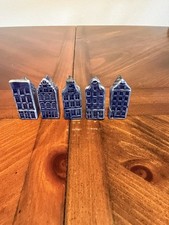 5 Vintage Hand-Painted Miniature Delft Blue Canal House 1970's Holland Porcelain picture