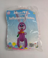 Vintage 1980s Egg Time Inflatable Blow-Up Pink Easter Bunny 36