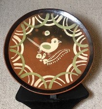 Wow VTG Bandera Plate 8.5” Tlaquepaque Pottery Bird Redware Terracotta Mexico picture