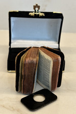 Vintage Miniature Thumb Bible With Magnifying Glass -  picture