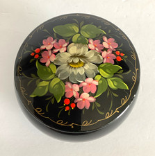 Vintage USSR Lacquered Metal Trinket Box picture