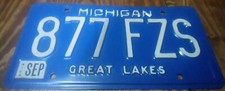 Antique Vintage Michigan License Plate Great Lakes 877 FZS EXPIRED OBSOLETE picture