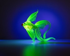 Handmade Uranium Glass Fish – Glowing Lampwork Figurine, UV Light Reactive picture