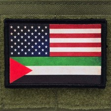 USA Palestine Flag Patch Moral Tactical Hook & Loop 3x2 picture
