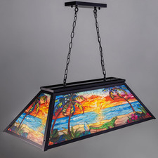 Tiffany 3-Light Pool Table Light - Tropical Beach Crocodile Design picture