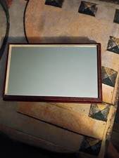 Vintage Rectangular Wood Mirror Vanity Tray 8x5 picture