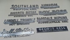 Lot of 8 Arkansas VINTAGE CAR/TRUCK Metal Dealership Emblems Automotive picture