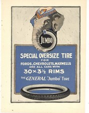 1917 General Tire & Rubber Co. Ad: F&B of Pg. on Cardstock - The Jumbo Tire picture