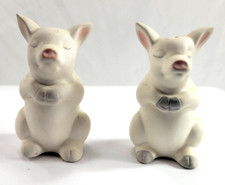 Vintage Department 56 Porcelain Pig Salt Pepper Shakers Bisque White 3