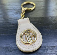 Vtg circa 1990 Giani Bernini Keyring Chain cream leather fob gold tone GB logo picture