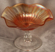 Carnival Glass Marigold Iridescent Vintage Pedestal Glass Candy Compote  5 1/2