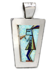 Jay-Jay Livingston Navajo-Zuni Sterling Silver Multi-Stone Rainbow Inlay Pendant picture